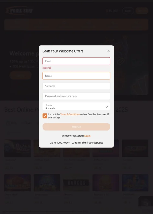 Login PokieSurf Casino